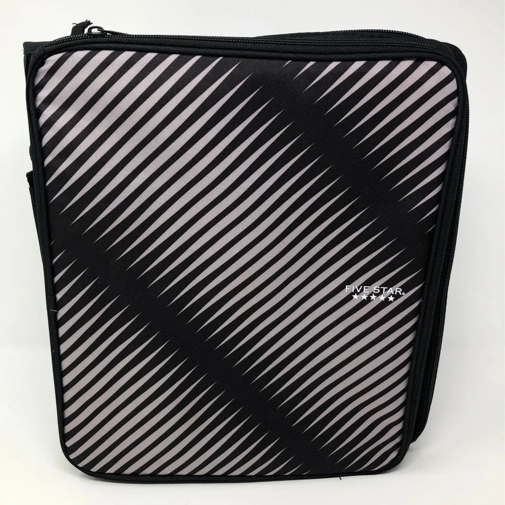 Five Star 2 Inch Zipper Binder, 3 Ring Binder, 6-Pocket Expanding File-Black
